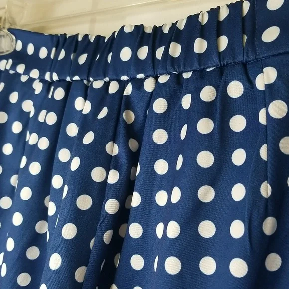 Lucy Paris Womens Wide Leg Blue White Polka Dot Pants Size Extra Large - Picture 5 of 13